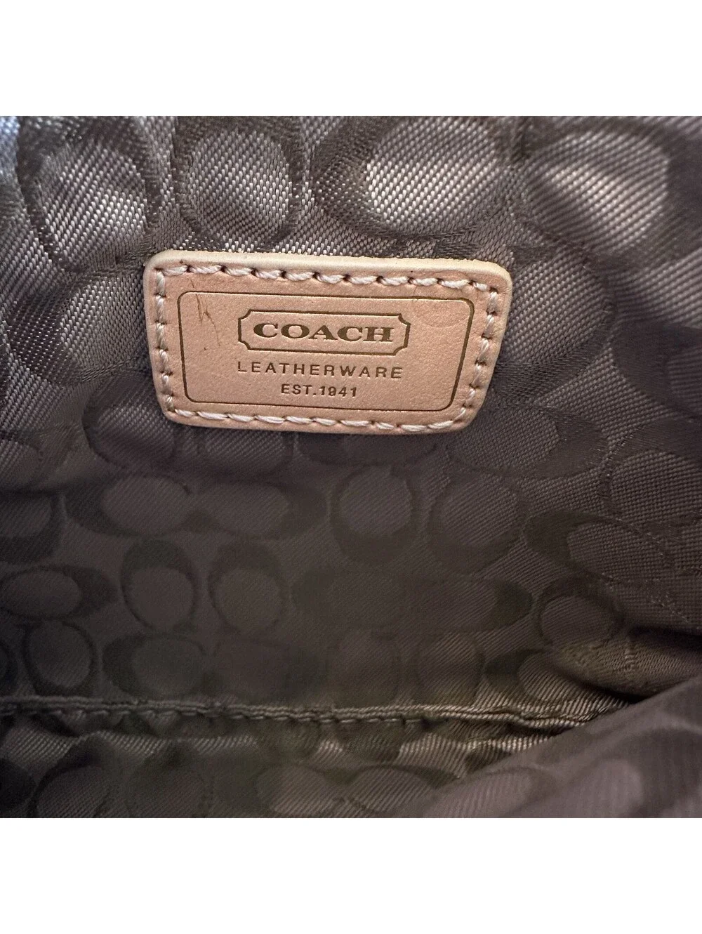 Vintage Coach Leather Zip Pouch Wristlet Tan Color With Logo Lining VGC